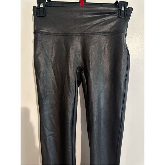 Spanx Shape Faux Leather Leggings Black Pants Full Length Women's Small Sm - Picture 2 of 6